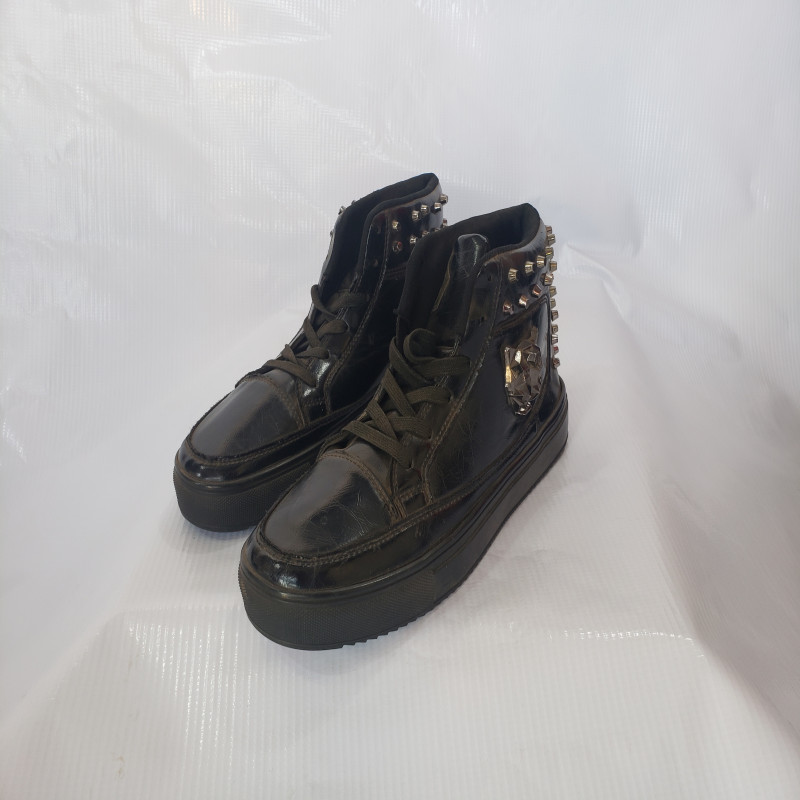 Black Leather High Top Fashion Boots Outdoor Warm Casual Boots